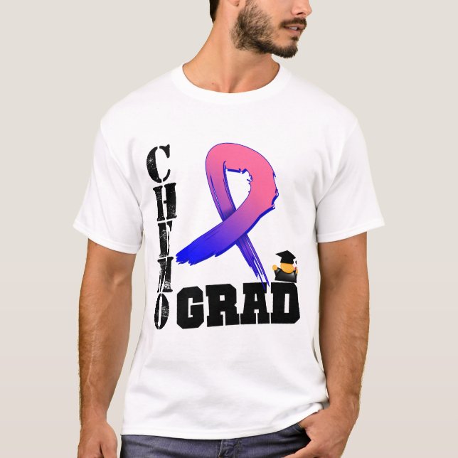 Camiseta Graduado masculino de Chemo del cáncer de pecho (Anverso)