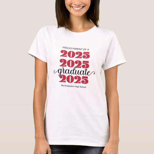 Camiseta Graduado negro rojo, padre orgulloso moderno de 20 (Anverso)