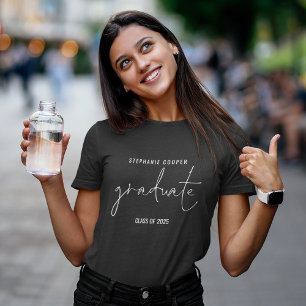 Camiseta Graduado Nombre Graduación Escritura Blanca Modern