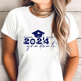 Camiseta Graduado personalizado de 2024 azul marino