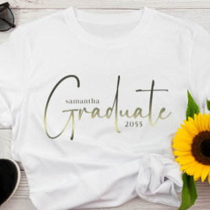 Camiseta Graduado Personalizado de caligrafía Minimalista