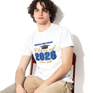 Camiseta Graduado personalizado de la promoción 2026 en azu