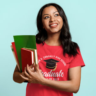 Camiseta Graduado Personalizado Rojo Blanco 2026 Graduación