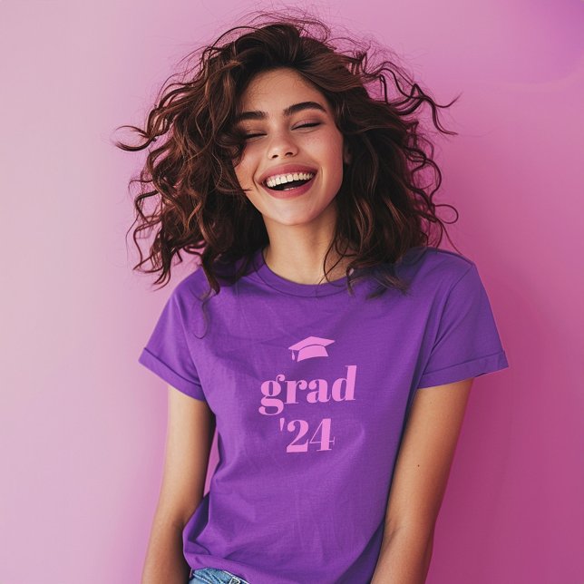 Camiseta Graduado Purple High School Graduación Elegante (Purple High School Graduate Stylish Graduation T-Shirt)