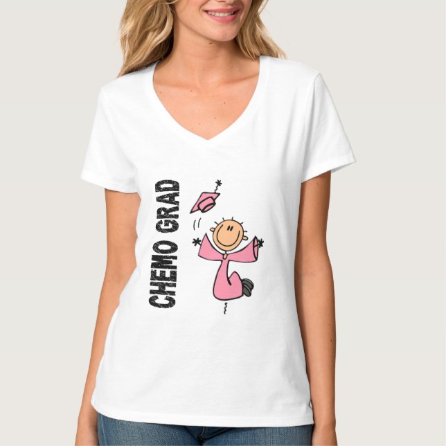 Camiseta GRADUADO rosado 1 (cáncer de CHEMO de pecho) (Anverso)