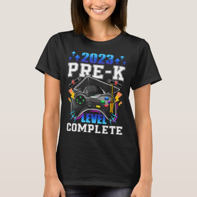 Camiseta Graduado Senior Gamer 2023 Pre k Level Complete 20 (Anverso)