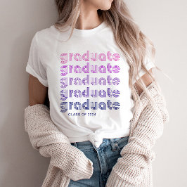 Camiseta Graduado | Texto de estilo discoteca rosa y púrpur