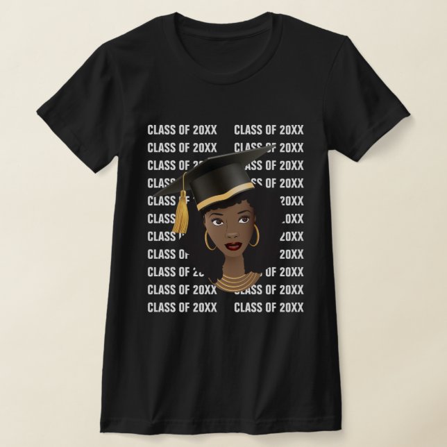 Camiseta Graduando clase de 20XX, mujer negra (Distribución)