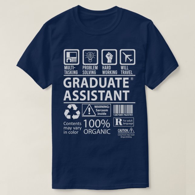 Camiseta Graduate Assistant MultiTasking Certified Job Gift (Diseño del anverso)