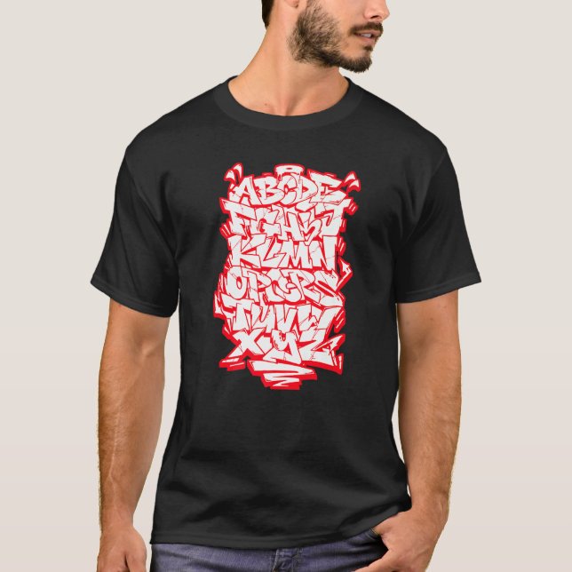 Camiseta Graffiti Alphabet Hip Hop Street Wildstyle Letteri (Anverso)