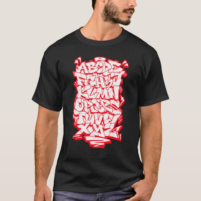 Camiseta Graffiti Alphabet Hip Hop Street Wildstyle Letteri (Anverso)