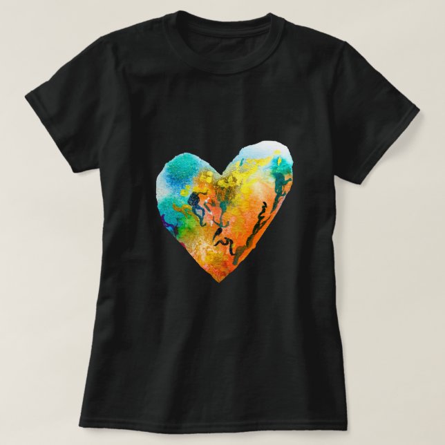 Camiseta Graffiti arte de la acuarela del corazón (Diseño del anverso)
