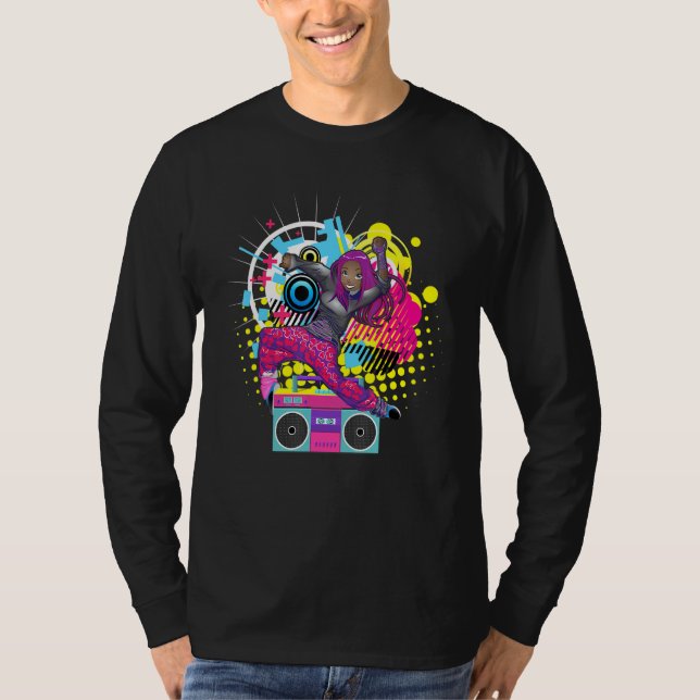 Camiseta Graffiti Boombox Chica Escuela Secundaria Hip Hop  (Anverso)