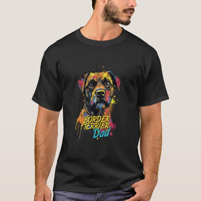 Camiseta Graffiti Border Terrier Dad Mural Street Art Borde (Anverso)