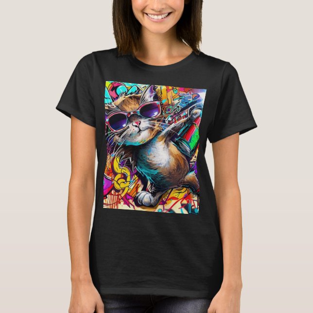 Camiseta Graffiti Cat: gato pintado con aerosol: arte calle (Anverso)