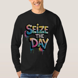 Camiseta Graffiti Colorful Text Saying Seize The Day