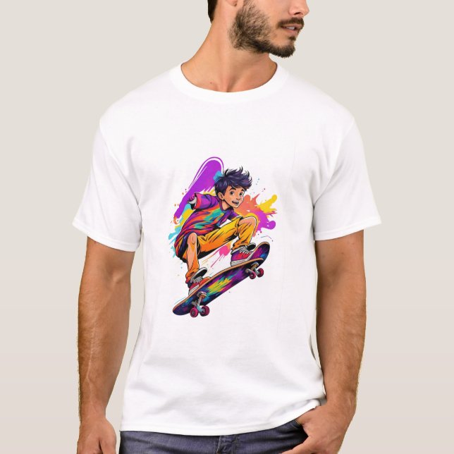 Camiseta Graffiti colorido Ilustración Patinaje (Anverso)