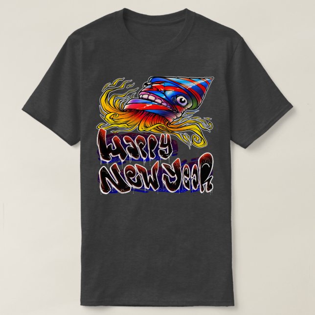 Camiseta Graffiti de Año Nuevo Feliz (Diseño del anverso)