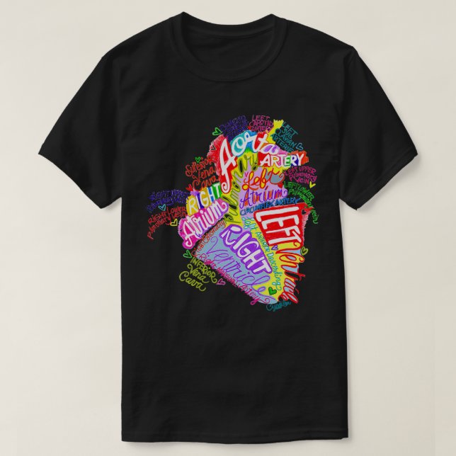 Camiseta Graffiti de arte de palabras de corazón anatómico (Diseño del anverso)