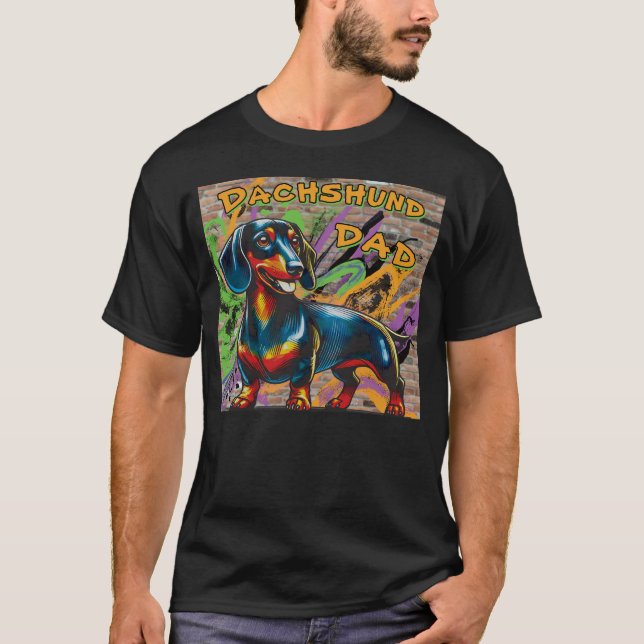 Camiseta Graffiti De Dachshund Dad: Escuadrón De Perros Lar (Anverso)