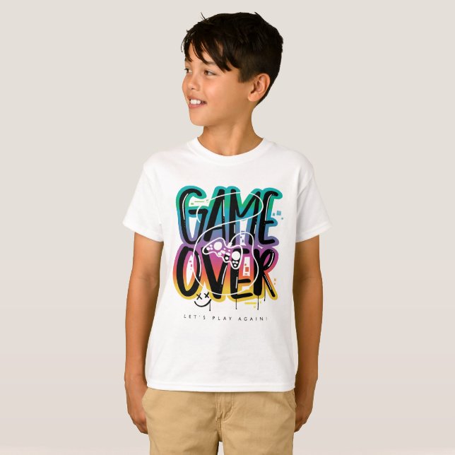 Camiseta Graffiti de game over joystick jugador (Anverso completo)