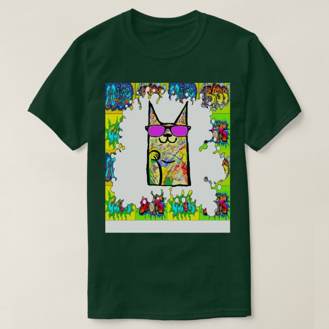 Camiseta graffiti de gato arte fresco (Diseño del anverso)