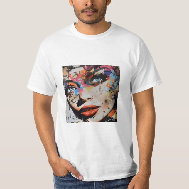 Camiseta Graffiti de la cara de una mujer (Anverso)