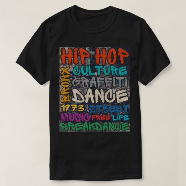 Camiseta Graffiti de la cultura del hip hop durante 50 años (Diseño del anverso)