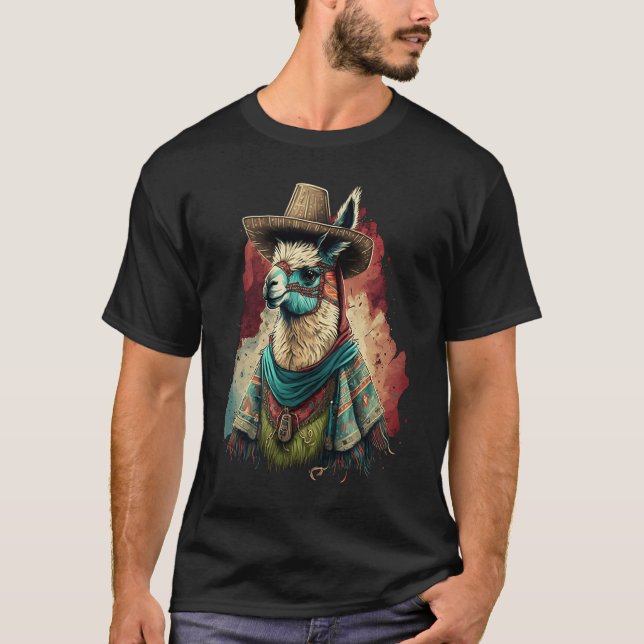 Camiseta Graffiti de Llama Mexicana Animal (Anverso)
