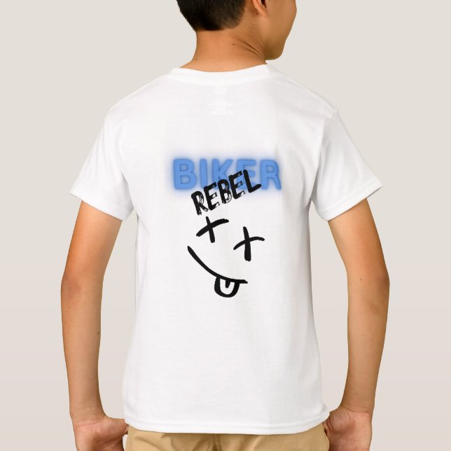 Camiseta Graffiti de moto negro y azul gris (Reverso)