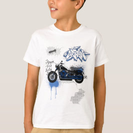Camiseta Graffiti de moto negro y azul gris