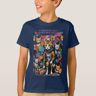 Camiseta Graffiti de nombre y edad leyenda de gato callejer