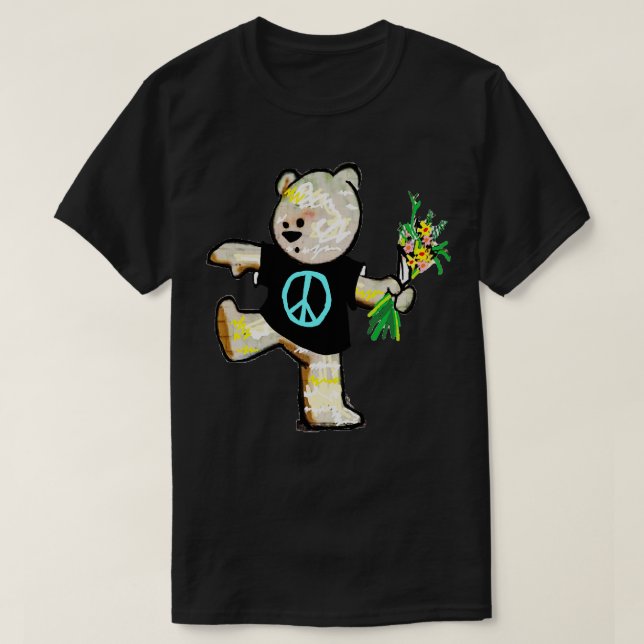 Camiseta graffiti de oso de la paz (Diseño del anverso)