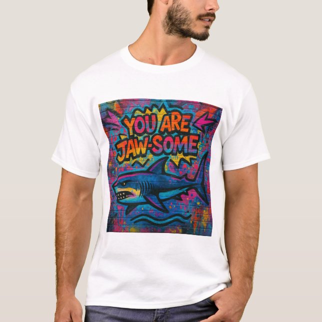 Camiseta Graffiti de tiburón algo sano (Anverso)