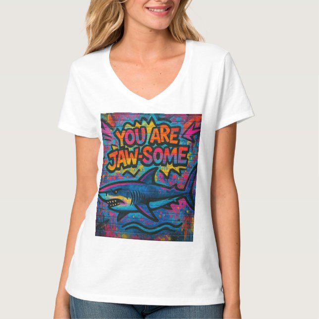 Camiseta Graffiti de tiburón algo sano (Anverso)
