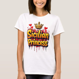 Camiseta Graffiti estilo princesa siciliana corona con cora