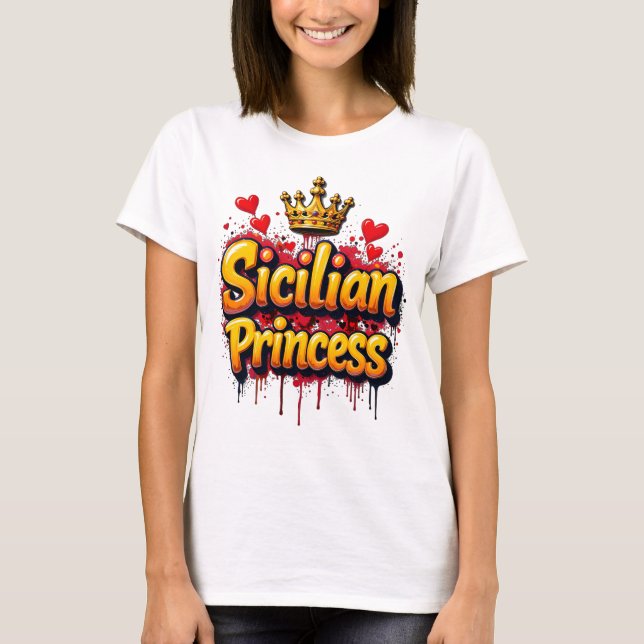Camiseta Graffiti estilo princesa siciliana corona con cora (Anverso)