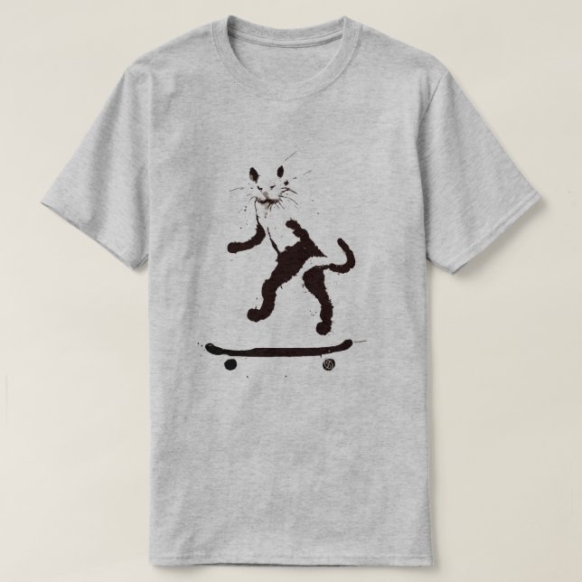Camiseta Graffiti Gráfico Cat Skateboarder T-Shirt (Diseño del anverso)