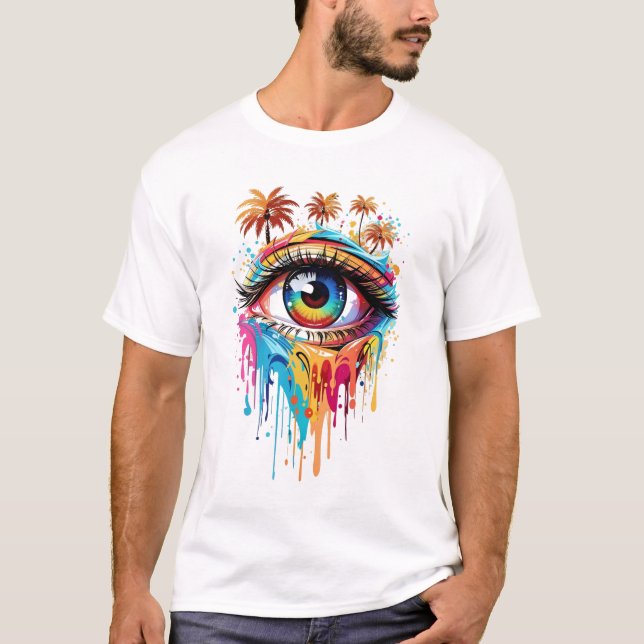 Camiseta Graffiti ilustracion de ojo colorido (Anverso)