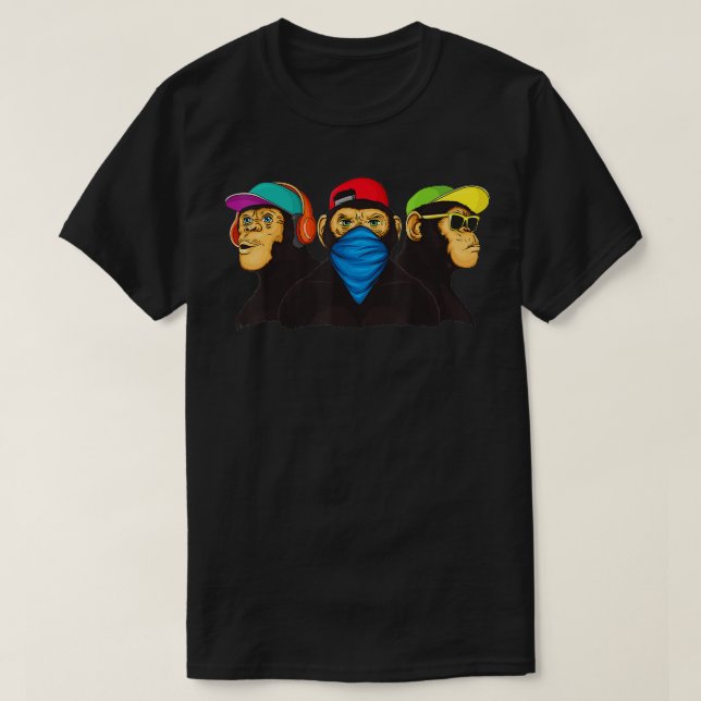 Camiseta Graffiti moderno de tres monos sabios (Diseño del anverso)