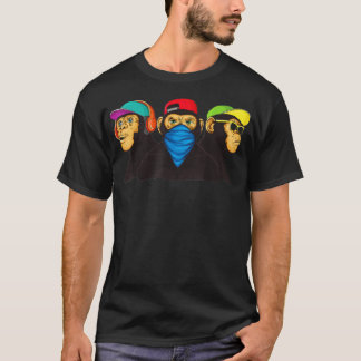 Camiseta Graffiti moderno de tres monos sabios