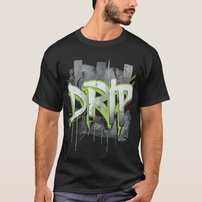 Camiseta Graffiti negrita DRIP Textos con acentos verdes ne (Anverso)
