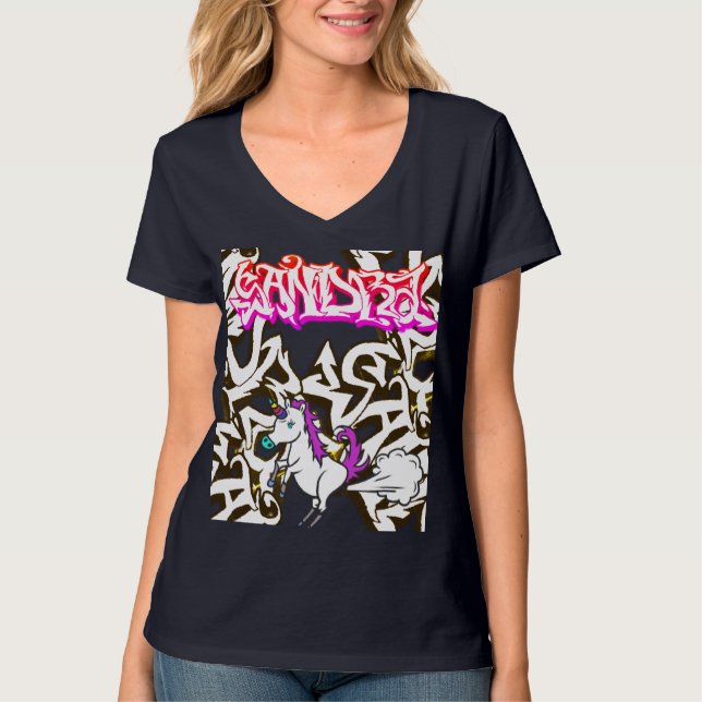 Camiseta Graffiti Nombre Sandra y uniqorn Farting T Shirt (Anverso)