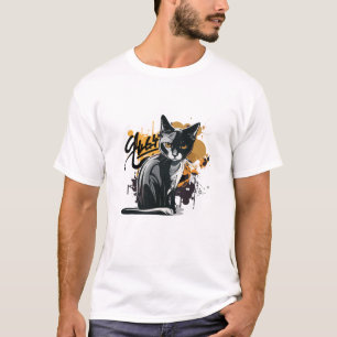 Camiseta Graffiti Paint Cat Inspiración creativa Diversión