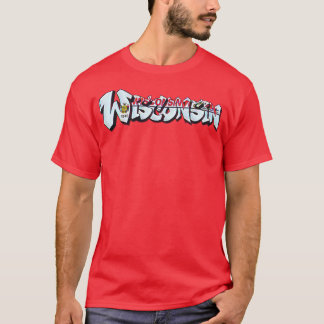 Camiseta Graffiti rojo de la placa de licencia de Wisconsin