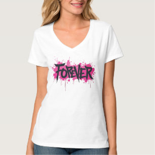 Camiseta Graffiti Rosa caliente "PARA SIEMPRE"