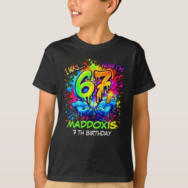 Camiseta Graffiti Six Seven Birthday Party Trend Boy's (Anverso)