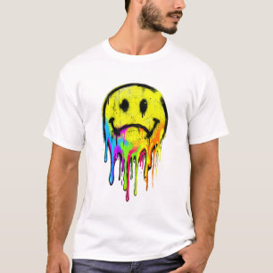 Camiseta Graffiti Sonriente Arcoíris Goteante