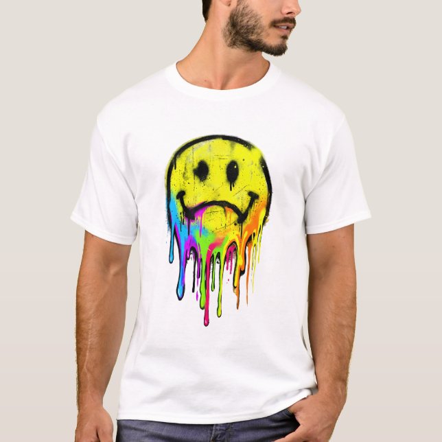 Camiseta Graffiti Sonriente Arcoíris Goteante (Anverso)
