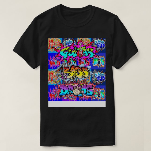 Camiseta Graffiti Spray Guitar Bass Drums de LowEndGraphics (Diseño del anverso)
